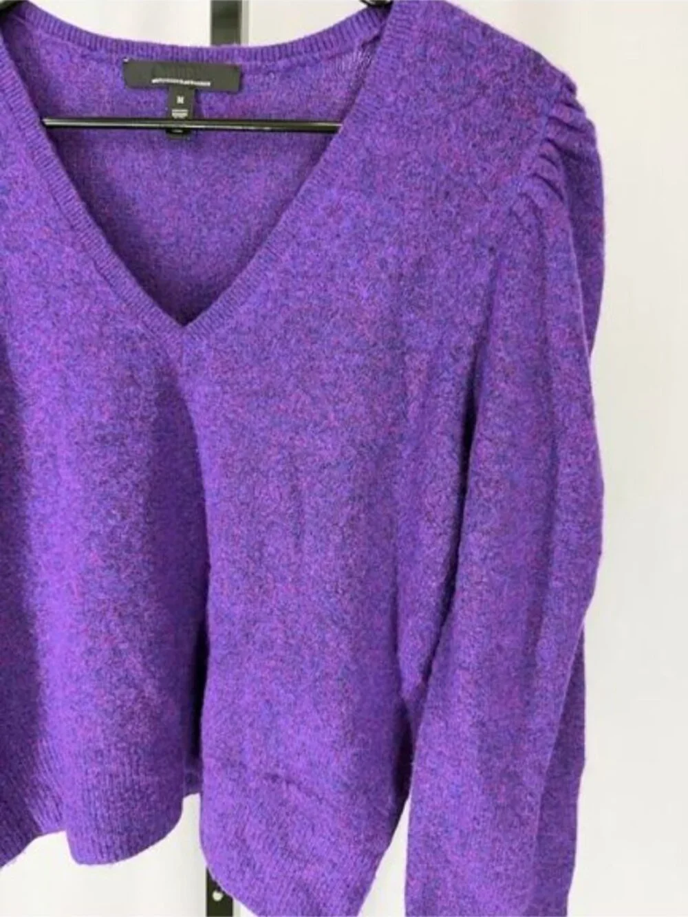 White House Black Market Purple Puff Sleeve Sweater